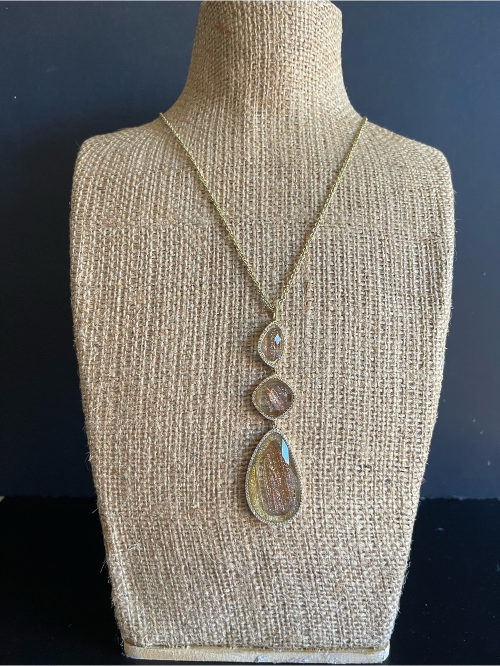 Marcia Moran Gold-Tone Triple Drop Pendant Necklace.